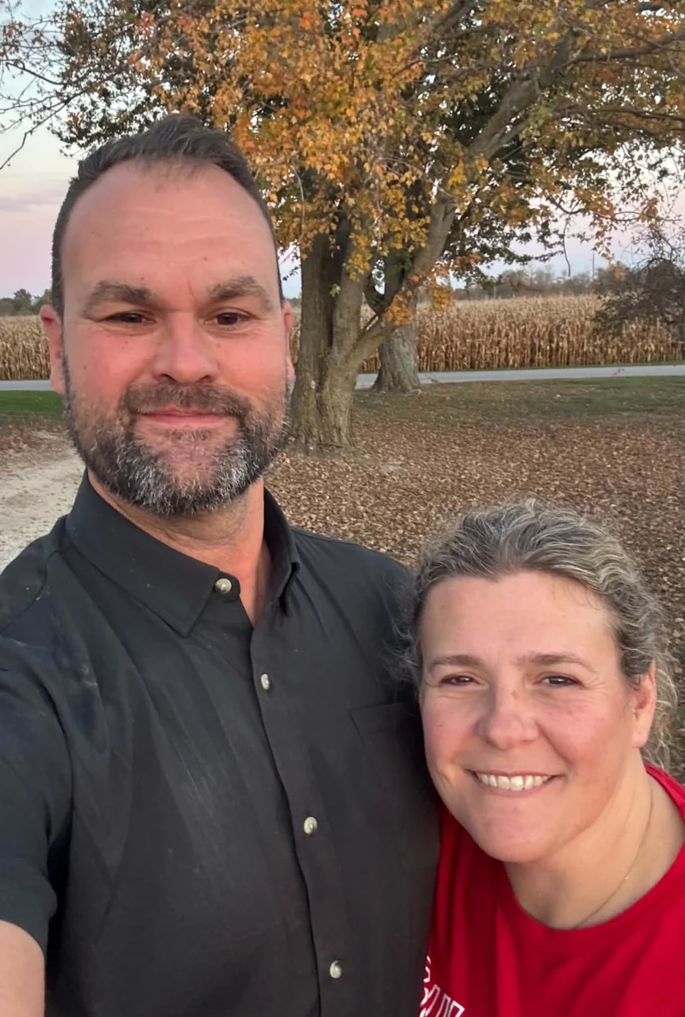 Mike Sayers and his wife Nicole at the farm