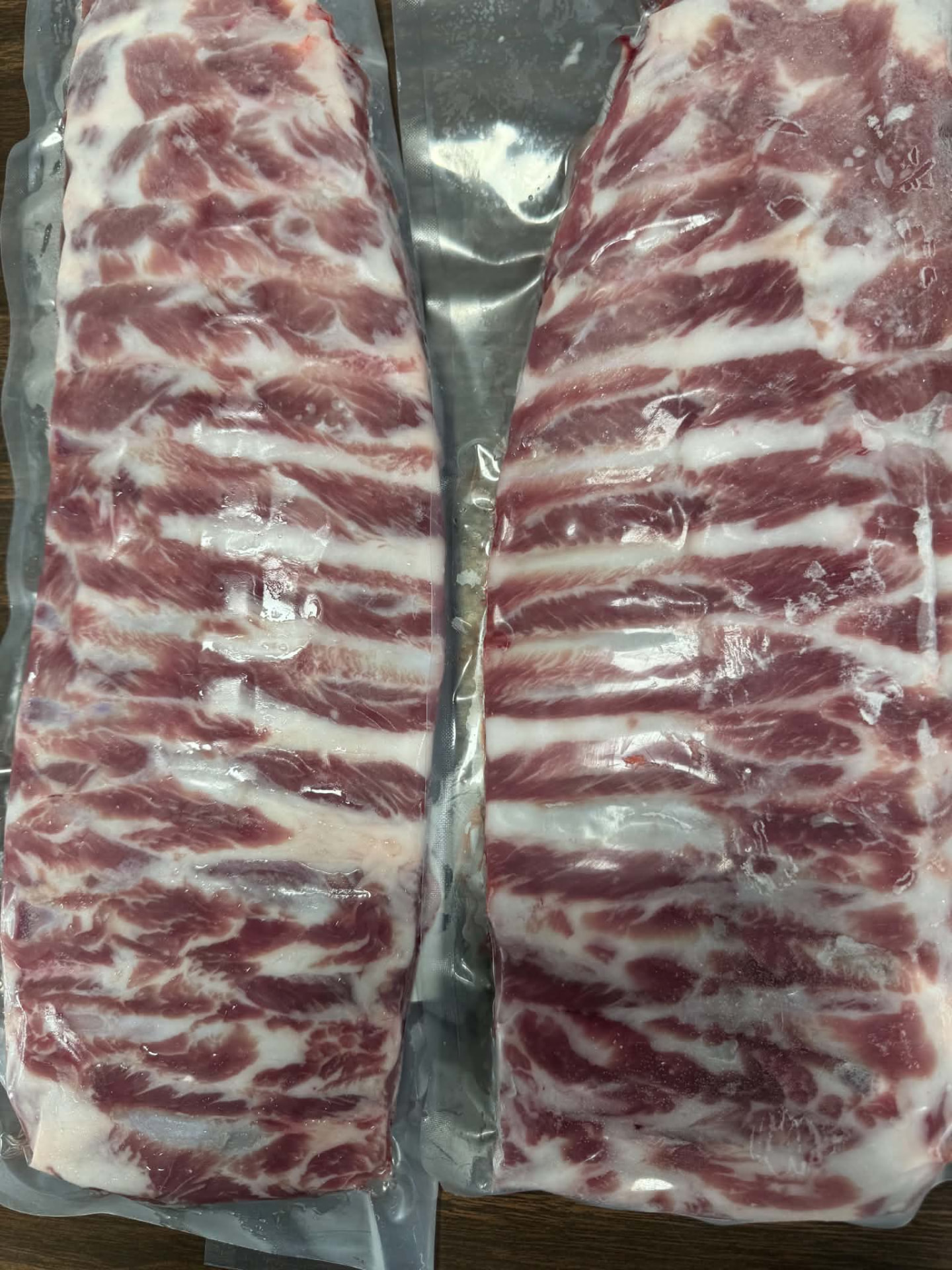 Vacuum-packed pork ribs from Mike Sayers Farms